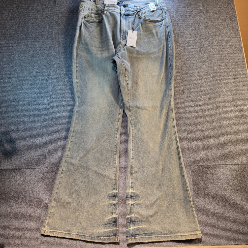 Judy Blue Flare Fit Jeans Women 16W Light Blue New Mid Rise Stretch Boho Retro